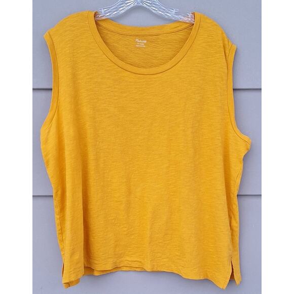 Madewell Women's Muscle Tee Tank Top Marigold Yellow 100% Cotton Size XXL - Picture 1 of 8